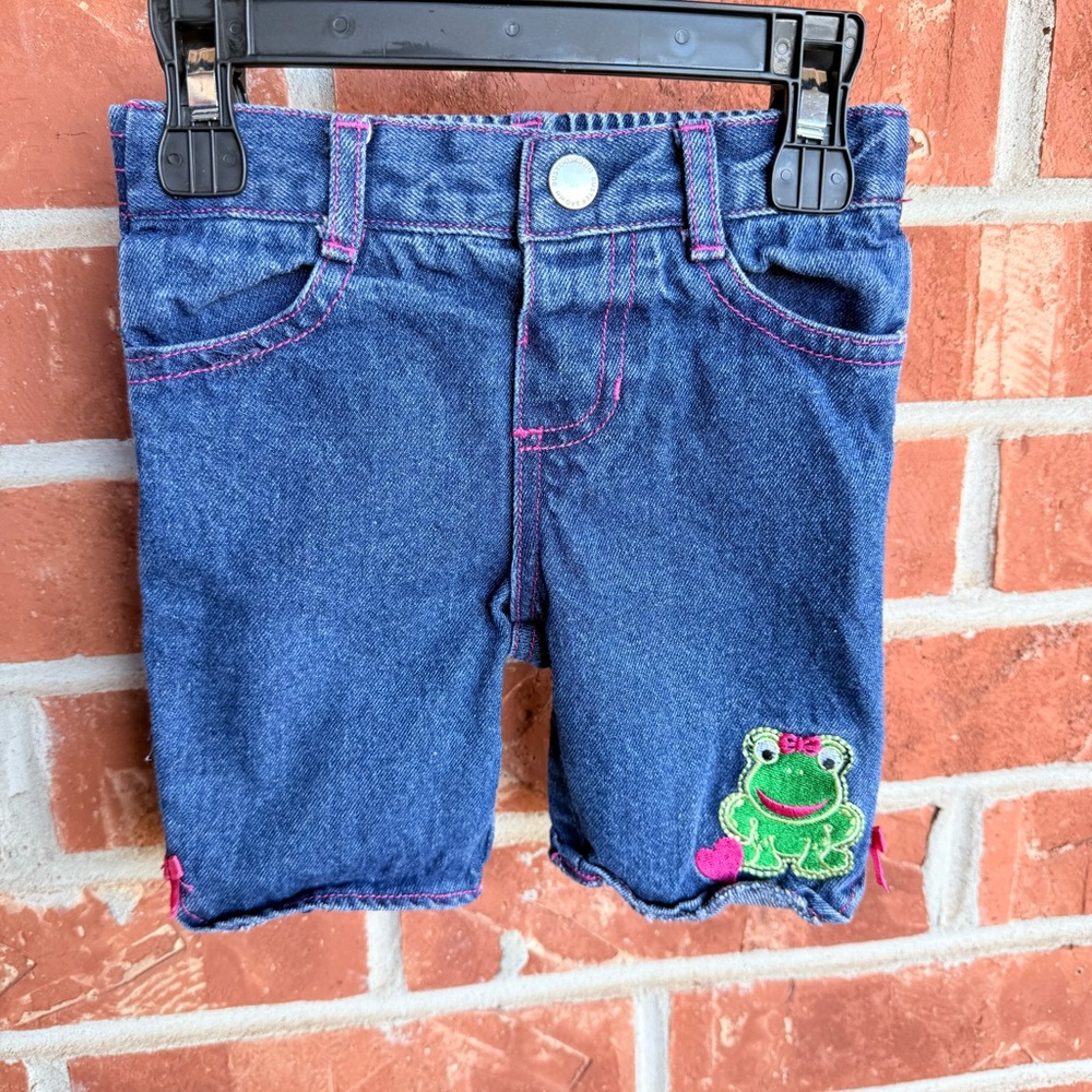 Vtg buster brown denim 12 month shorts with frog embroidered